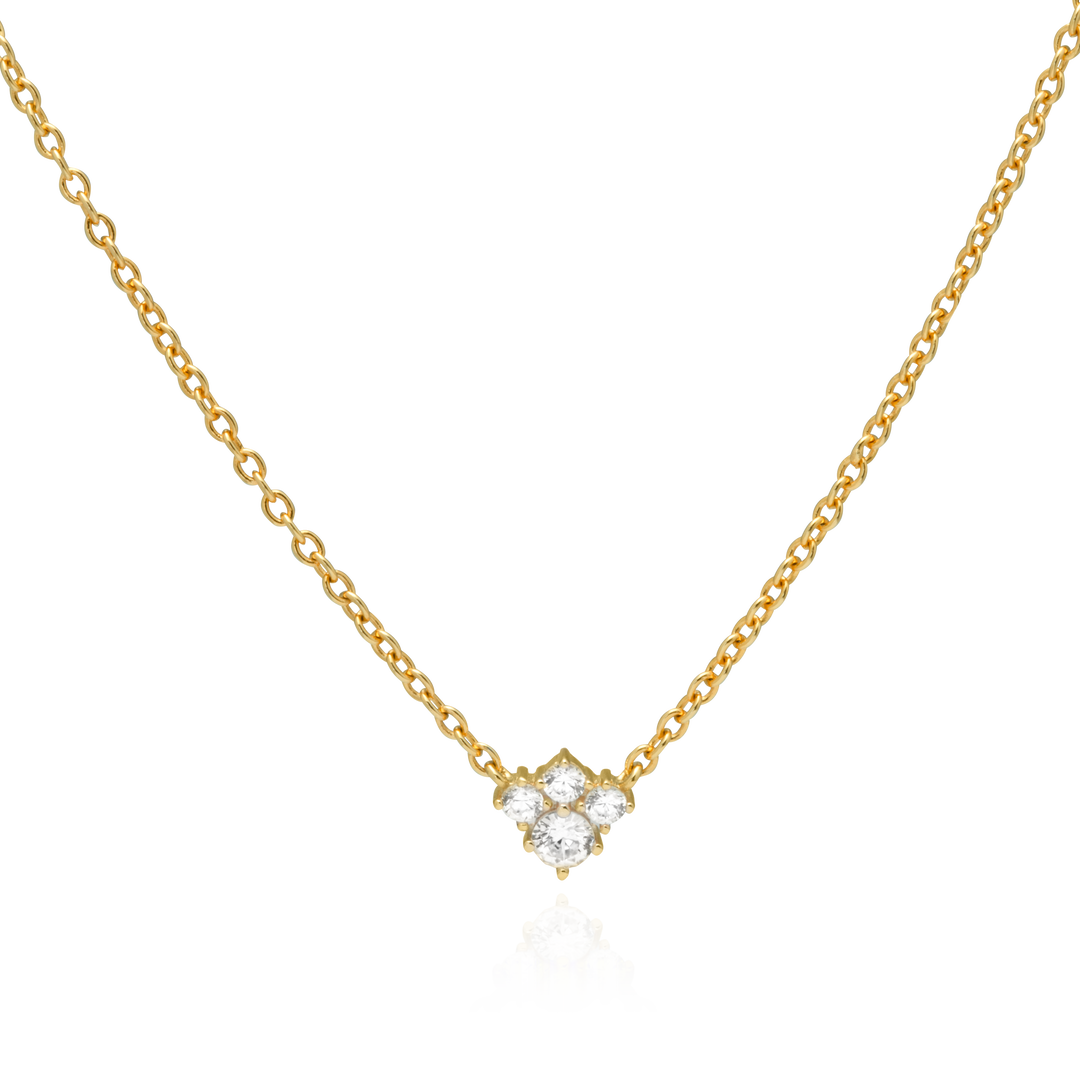 Alura Copenhagen Gaia Necklace 01, forgyldt halskæde med facetslebne zirkonia-sten.

