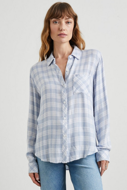 Rails Hunter Shirt i Baby Blue – Blød Ternet Skjorte i Rayon