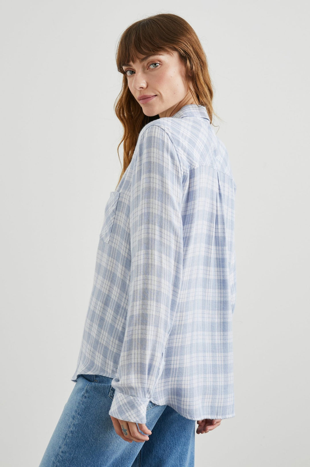 Rails Hunter Shirt i Baby Blue – Blød Ternet Skjorte i Rayon