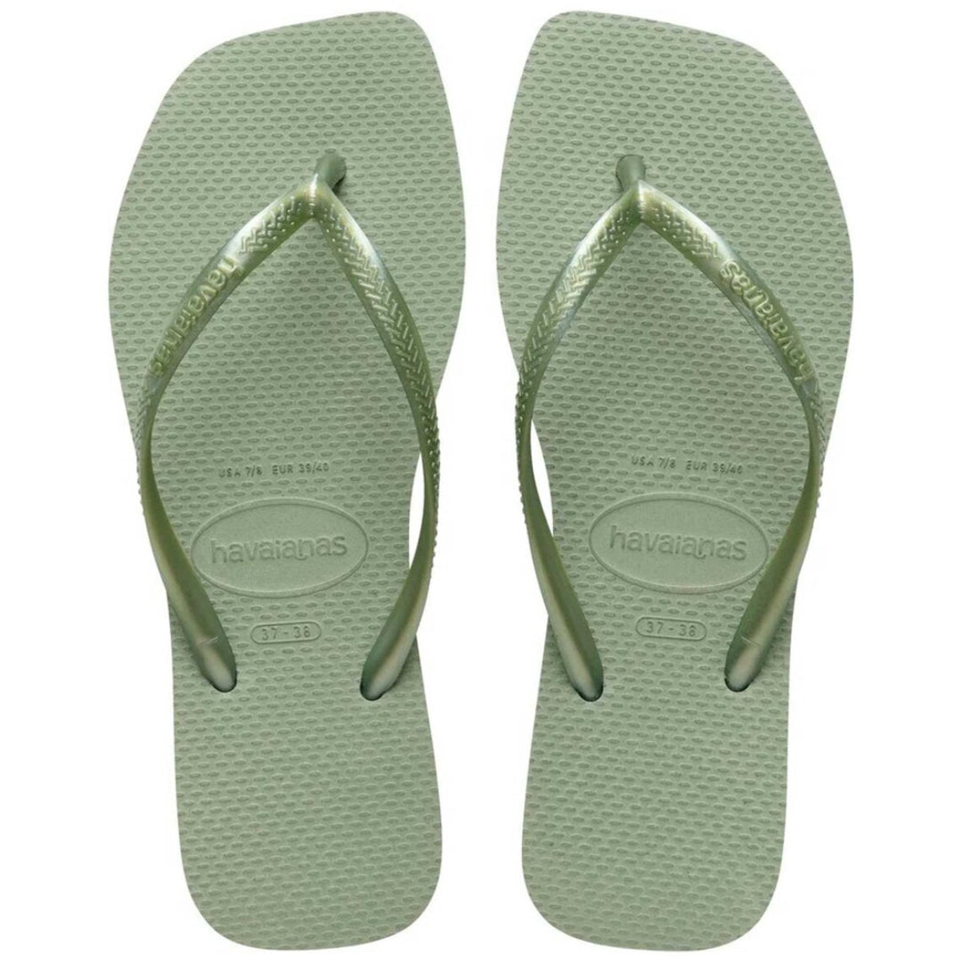 Havaianas Slim Square sandal smoke green – klipklapper med firkantet snude og flad sål.