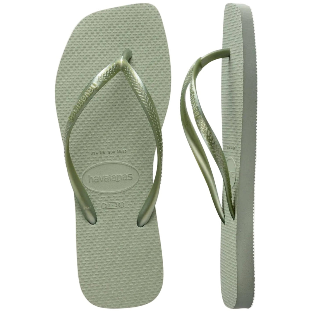 Havaianas Slim Square sandal smoke green – klipklapper med firkantet snude og flad sål.