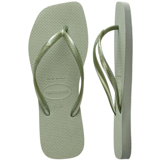 Havaianas Slim Square sandal smoke green – klipklapper med firkantet snude og flad sål.