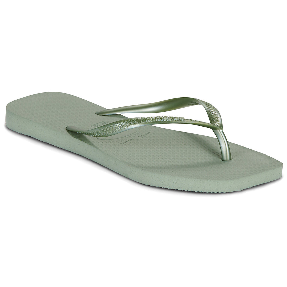 Havaianas Slim Square sandal smoke green – klipklapper med firkantet snude og flad sål.
