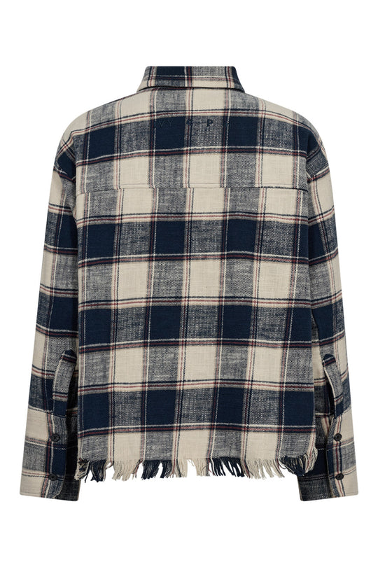 IVY Copenhagen Pia Distressed Shirt med tern og rå flossede kanter.