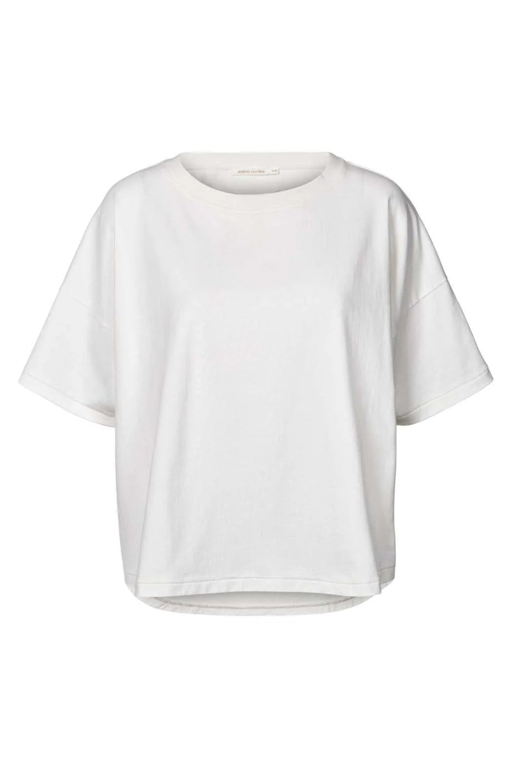 Rabens Saloner Margot Cropped T-shirt i white – oversized t-shirt i økologisk bomuld med rund hals og cropped længde.