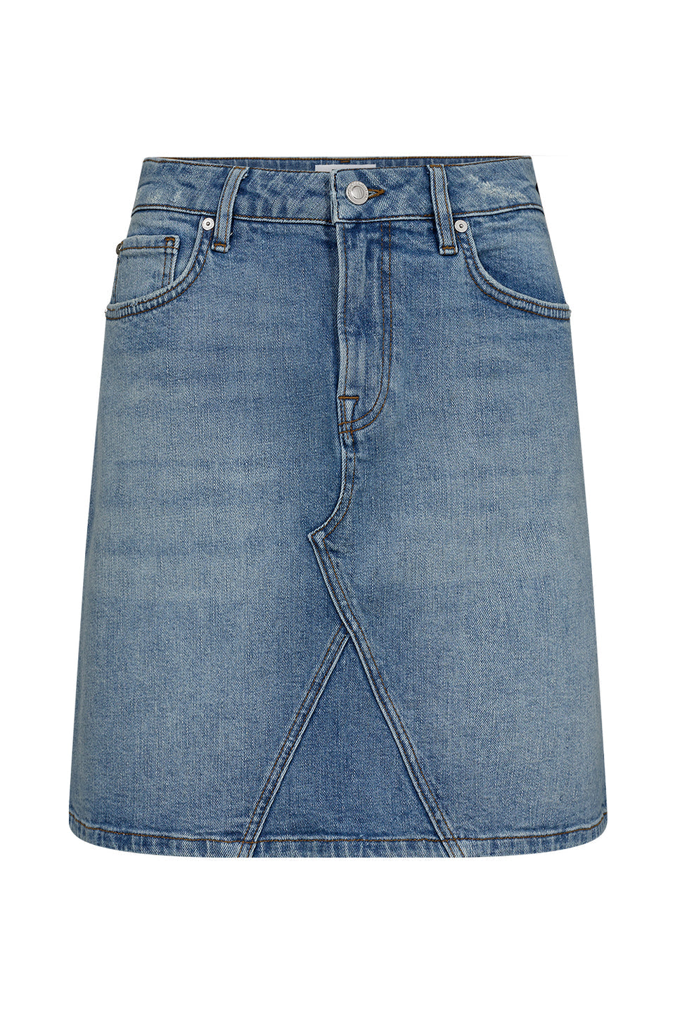 IVY Copenhagen Angie Wash Cadiz er en denim mini nederdel med A-line pasform, midt-høj talje og klassisk blå vask.