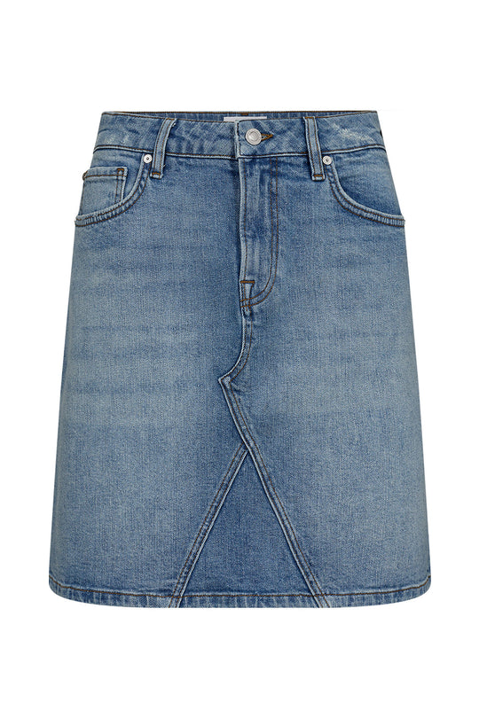IVY Copenhagen Angie Wash Cadiz er en denim mini nederdel med A-line pasform, midt-høj talje og klassisk blå vask.