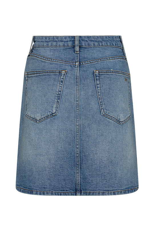 IVY Copenhagen Angie Wash Cadiz er en denim mini nederdel med A-line pasform, midt-høj talje og klassisk blå vask.