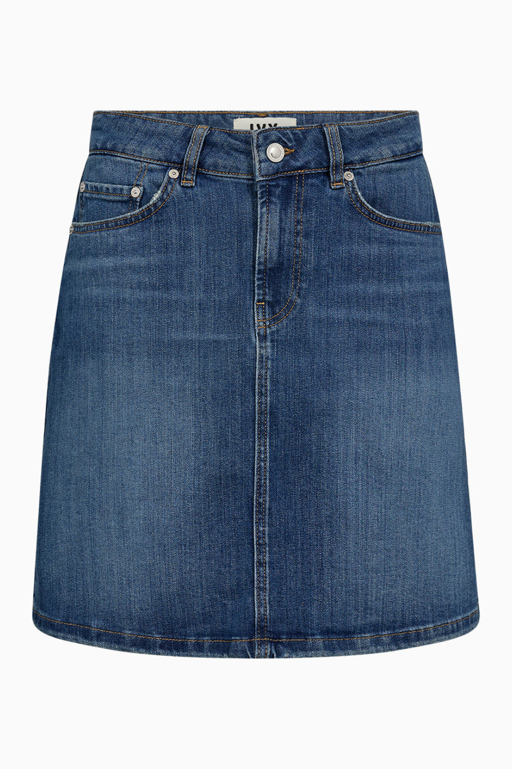 IVY Copenhagen Angie denimnederdel i denim blue med lige silhuet.