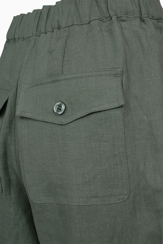 IVY Copenhagen Augusta 70's Linen Pant – højtaljede hørbukser med brede ben, forlommer og klassisk lukning. Let og stilfuld sommerfavorit. Cassandra.dk