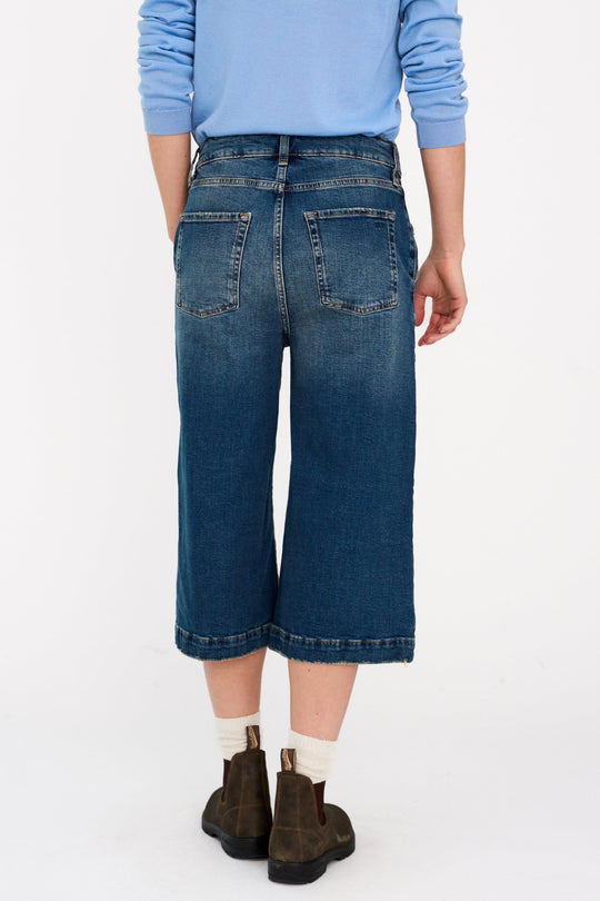 IVY Copenhagen Augusta French Culotte jeans i mid-blue denim med høj talje og brede cropped ben.