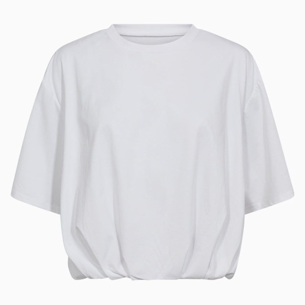 IVY Copenhagen Baily Balloon T-shirt i hvid med oversized pasform og elastisk kant.