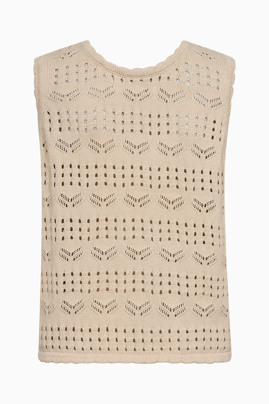 IVY Copenhagen Breeze Crochet tanktop i ecru med V-udskæring.