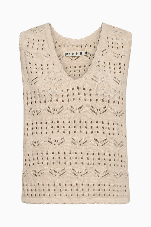 IVY Copenhagen | Tanktop | Breeze Crochet V-neck, ecru