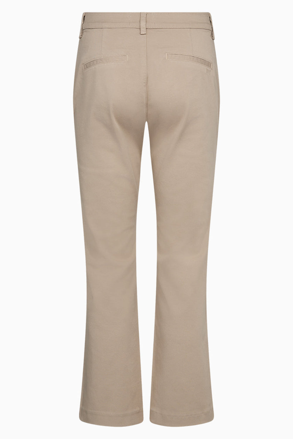 IVY Copenhagen Karmey kick flare bukser i Stone Beige med mid waist og cropped længde.
