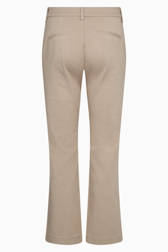 IVY Copenhagen Karmey kick flare bukser i Stone Beige med mid waist og cropped længde.