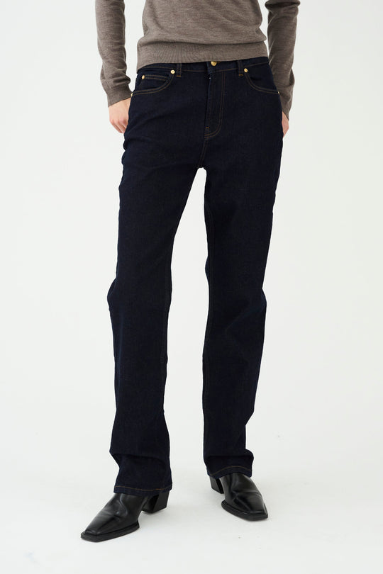 IVY-Lulu jeans i dark rinse wash med høj talje og lige ben.