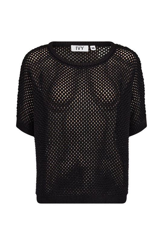 Oversize striktee i sort med gennemsigtigt design fra IVY Copenhagen. Komfortabel og luftig med løst fit. 