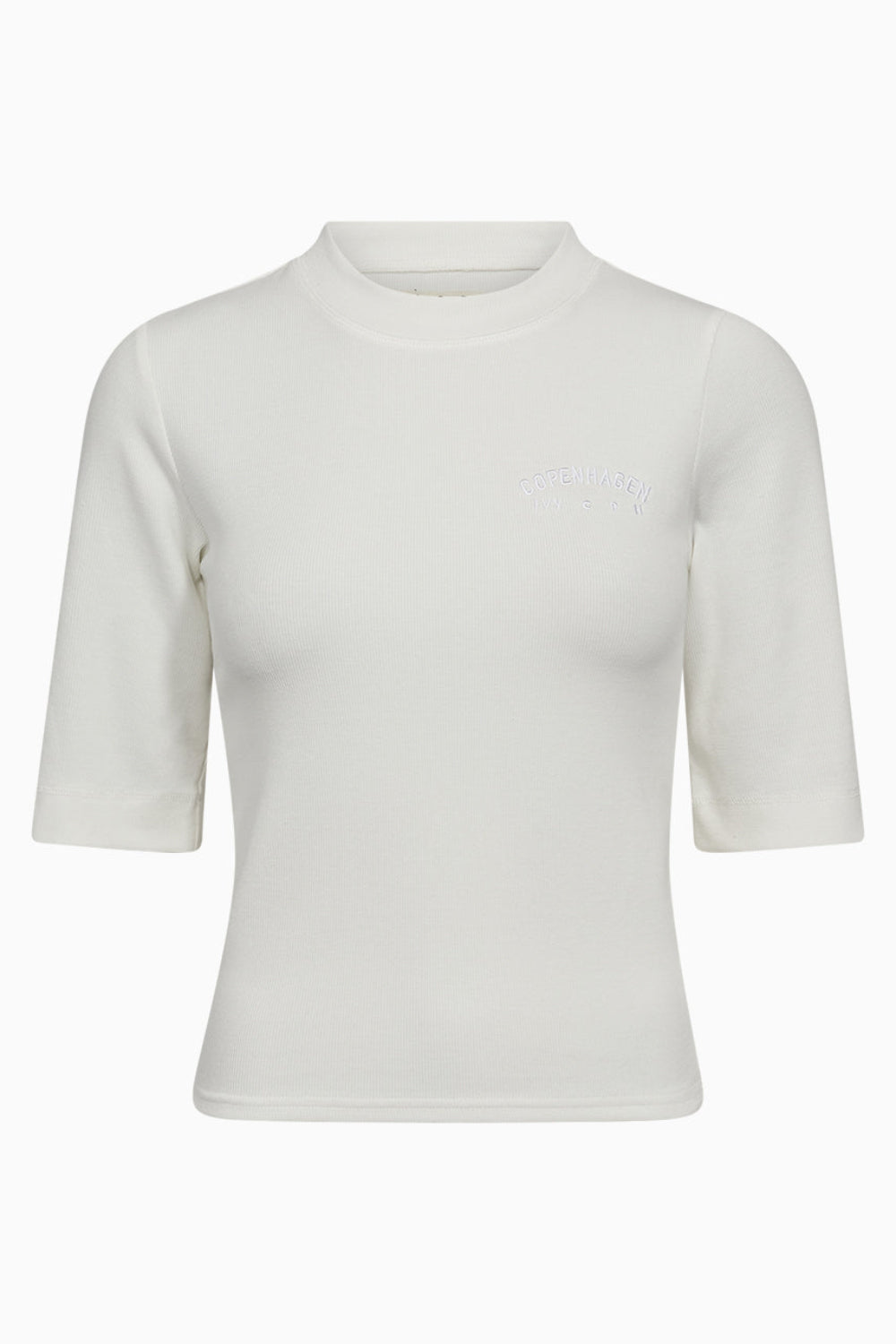 IVY Copenhagen Suzy ribbet T-shirt med slim fit og “Copenhagen” brodering.