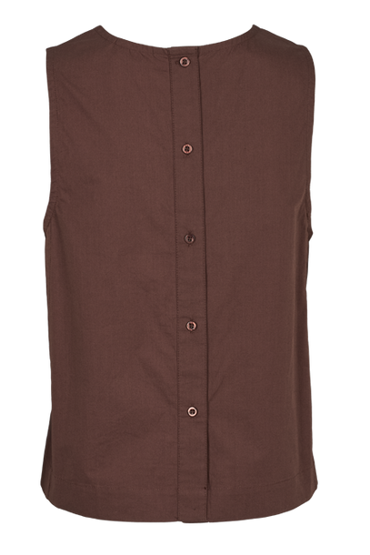 Basic Apparel Ida Top – let top med rund hals og knaplukning på ryggen.