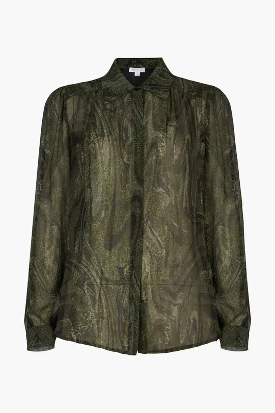 Skjorte | LALA BERLIN Bling skjorte med print i agatgrøn