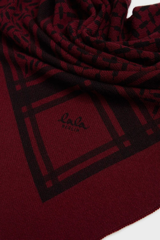 Lala Berlin Triangle Trinity M tørklæde i bordeaux – trekantet tørklæde i 100% kashmir med ikonisk heritage-print, blødt, varmt og eksklusivt
