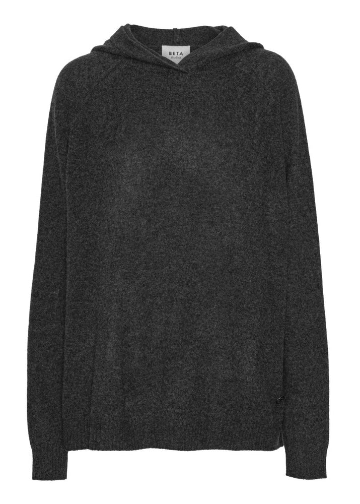 Beta Studios Leonora Wide Hoodie i Anthracite Grey, fremstillet af OEKO-TEX® certificeret cashmere med oversize pasform.

