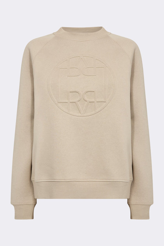 Leveté Room Nuka 11 sweatshirt i island fossil med 3D-logo og rund hals.