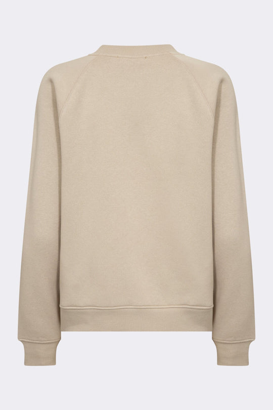 Leveté Room Nuka 11 sweatshirt i island fossil med 3D-logo og rund hals.
