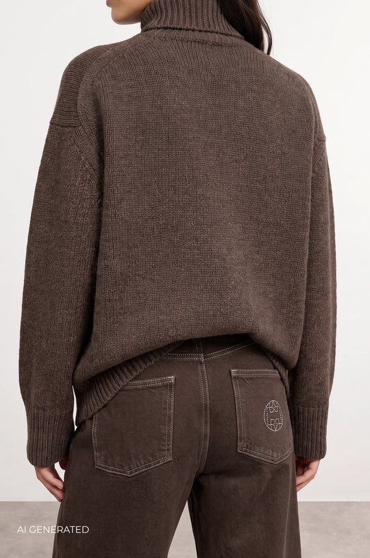 Leveté Room Perle 3 brun pullover set bagfra på model