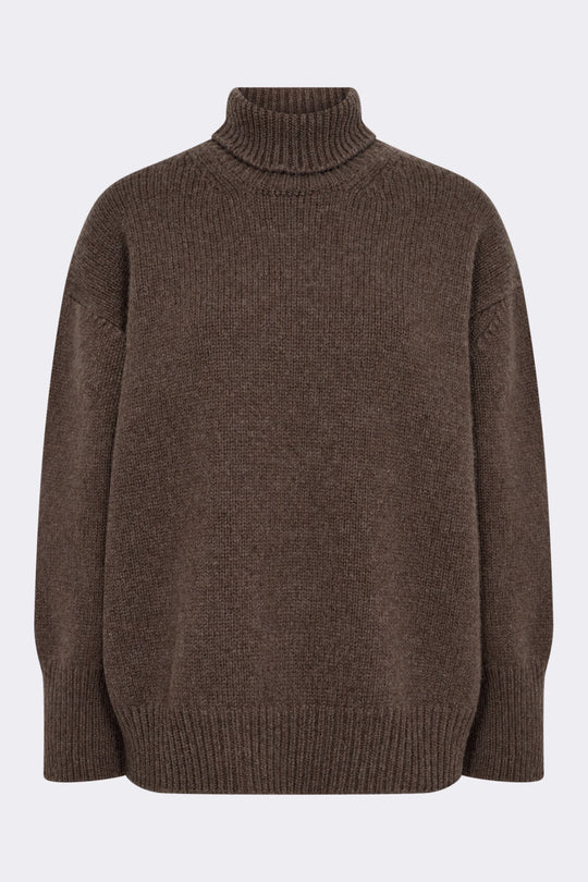 Leveté Room Perle 3 brun pullover med rullekrave set forfra
