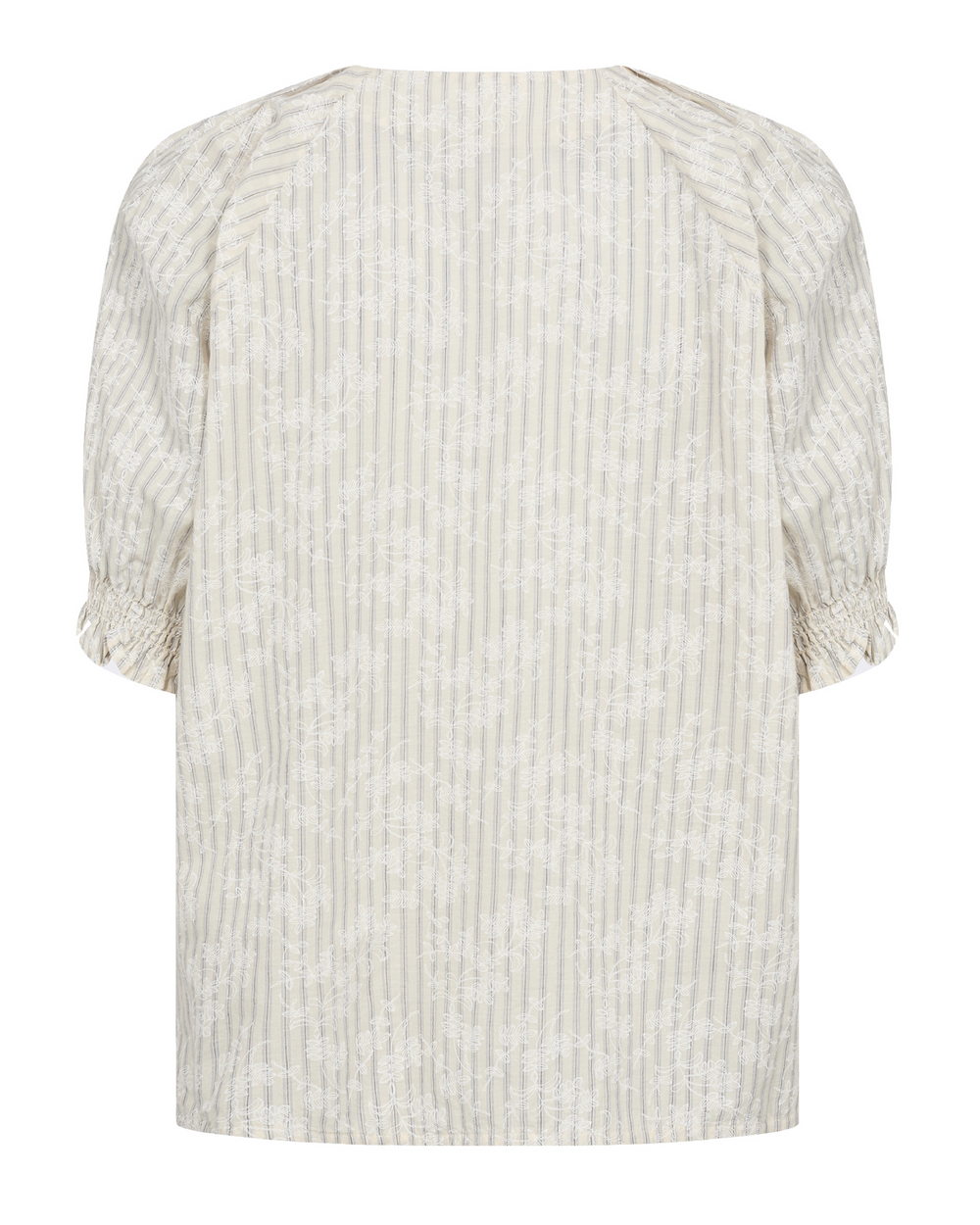 Leveté Room Percy 2 bluse – stribet bluse med V-hals, knapper og korte ærmer.