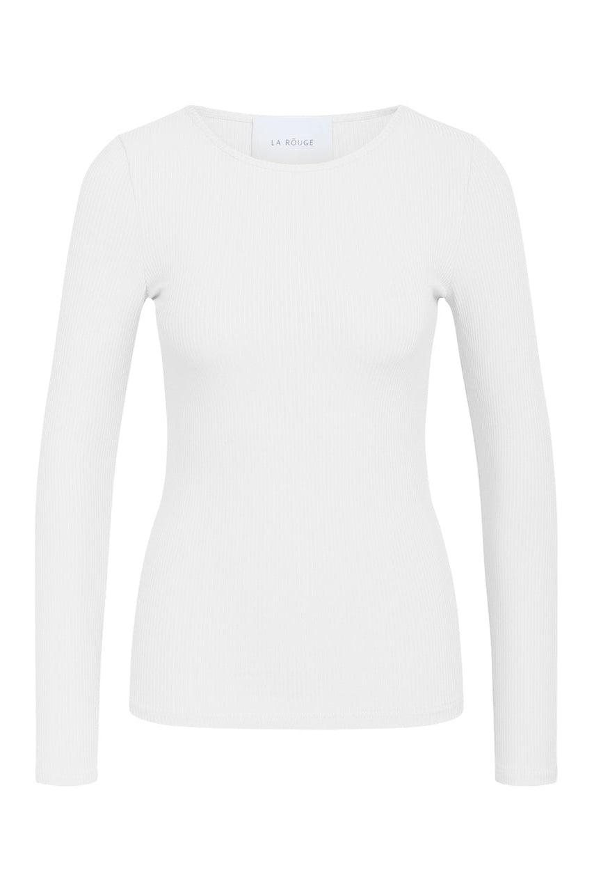 La Rouge Lisa langærmet T-shirt i hvid med bådhals og tætsiddende pasform.