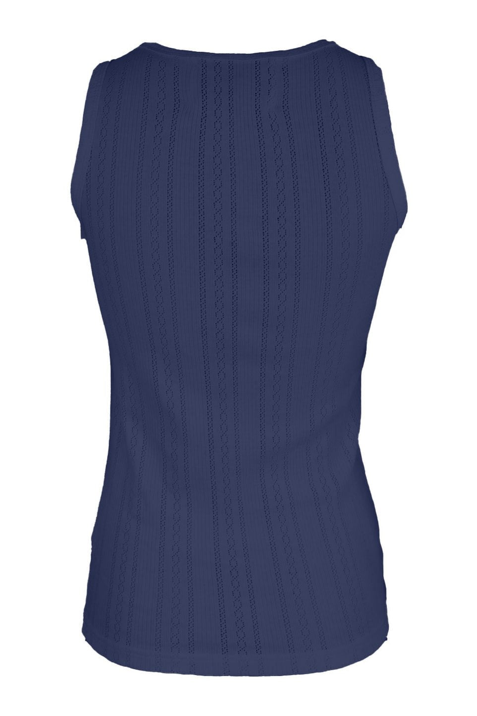 La Rouge Lotus Singlet i navy – Feminint Pointelle-Design i 100% Bomuld