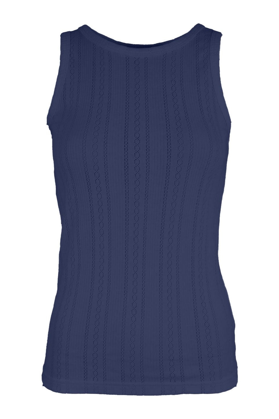 La Rouge Lotus Singlet i navy – Feminint Pointelle-Design i 100% Bomuld