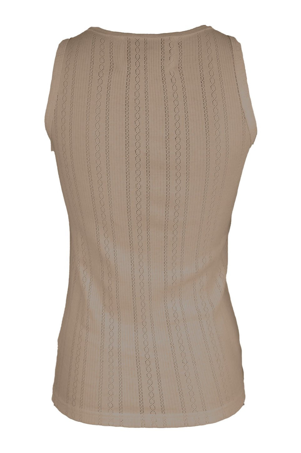 La Rouge Lotus Singlet i farven sand – Feminint Pointelle-Design i 100% Bomuld