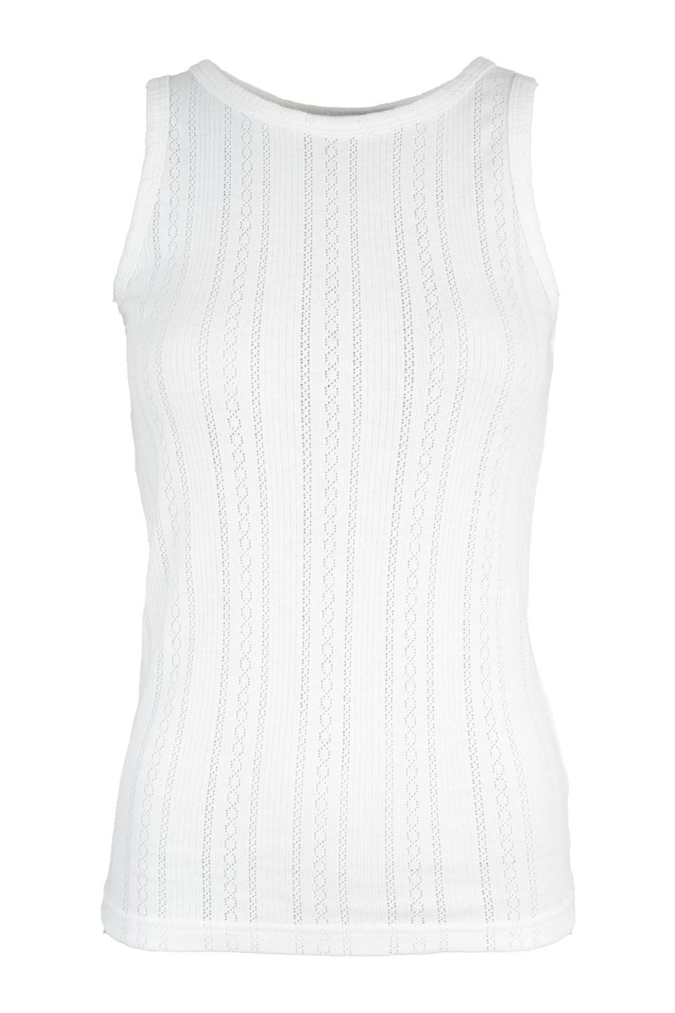 La Rouge Lotus Singlet i hvid – Feminint Pointelle-Design i 100% Bomuld