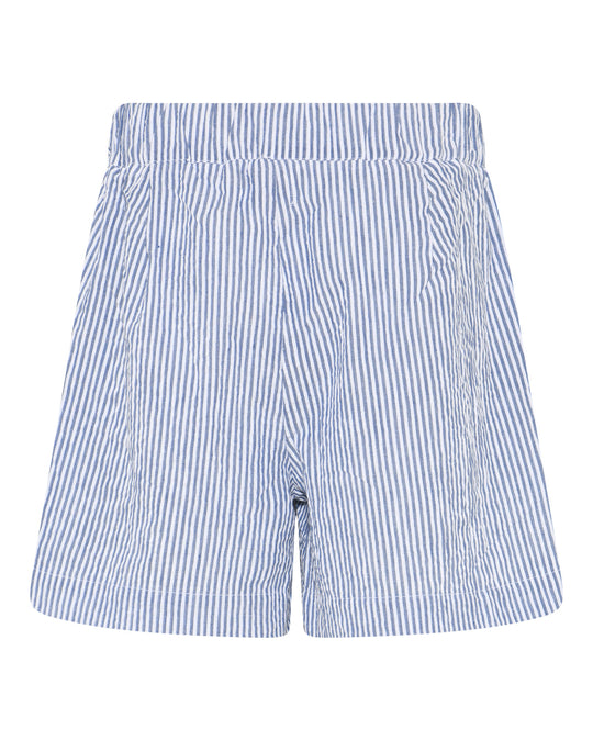 La Rouge Lou Shorts i blå striber – lette bomuldsshorts med elastisk talje og lommer.