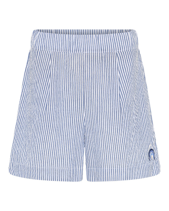 La Rouge Lou Shorts i blå striber – lette bomuldsshorts med elastisk talje og lommer.