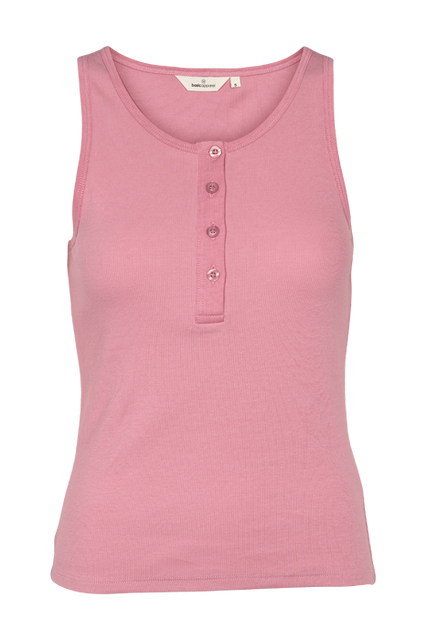 Basic Apparel Ludmilla Granddad Tank – tætsiddende top med knapper og stolpelukning.