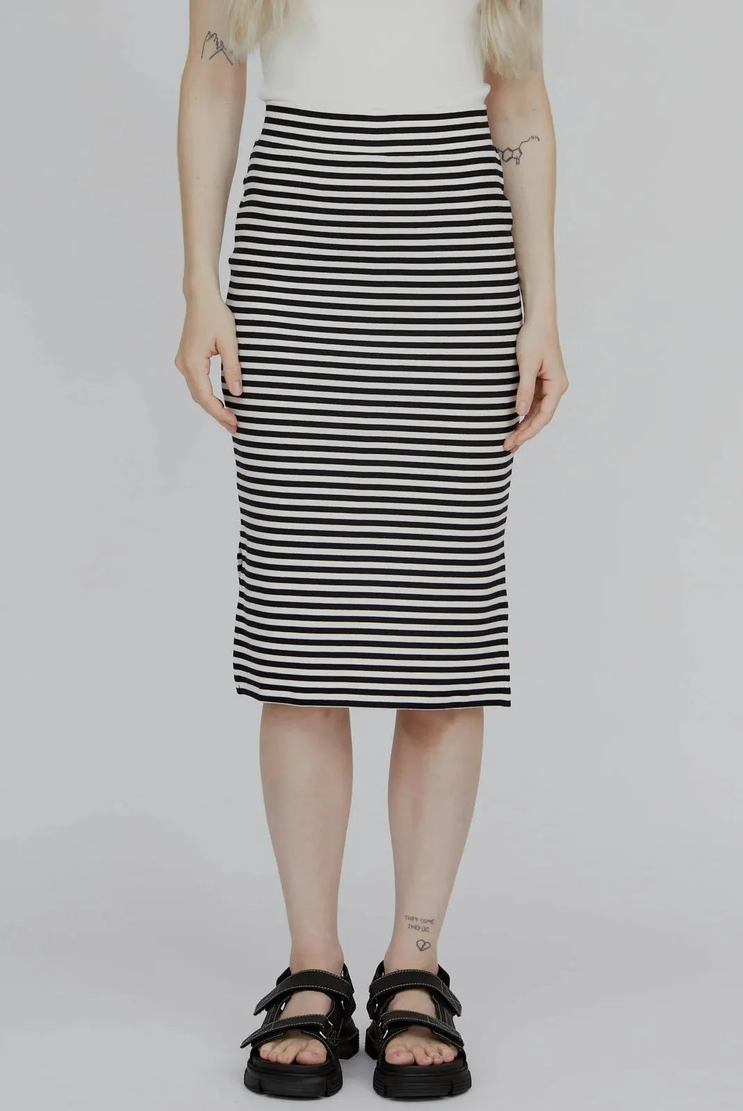 Nederdel | Basic Apparel Ludmilla Long Skirt, whisper white/black