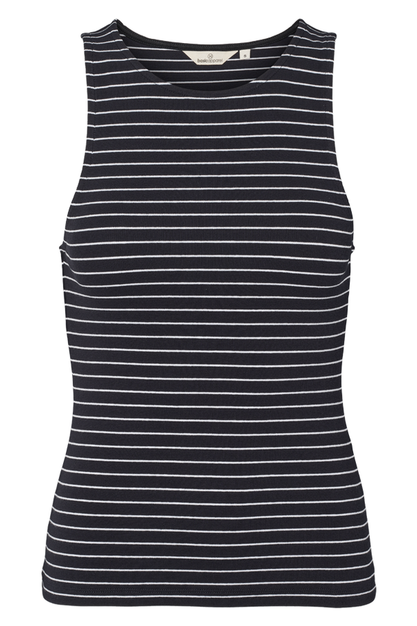 Basic Apparel Ludmilla Tank Top – Tætsiddende Top i Økologisk Bomuld, Bright white/black