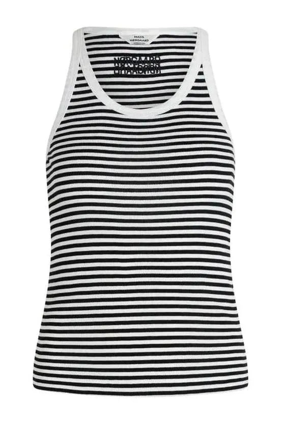 Mads Nørgaard | Top | 2x2 Cotton Stripe Carry Top, Black/White