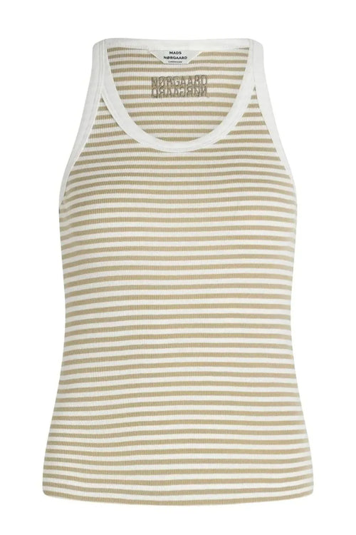 Mads Nørgaard | Top | 2x2 Cotton Stripe Carry Top, Elm/White