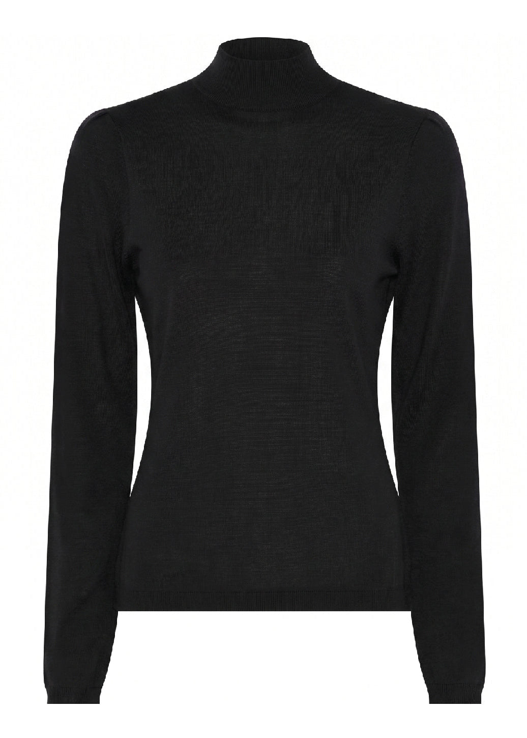 La Rouge Merlin L/S Turtleneck – Langærmet sort Striktrøje i merinould