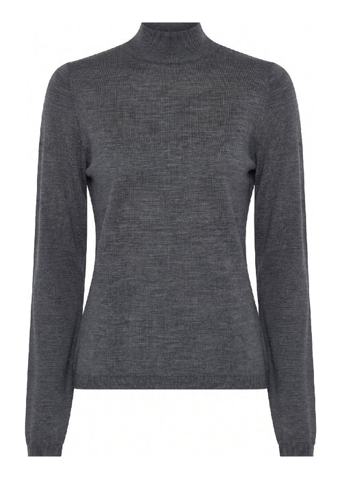 La Rouge | Langærmet strik | Merlin L/S Turtleneck, dark grey melange