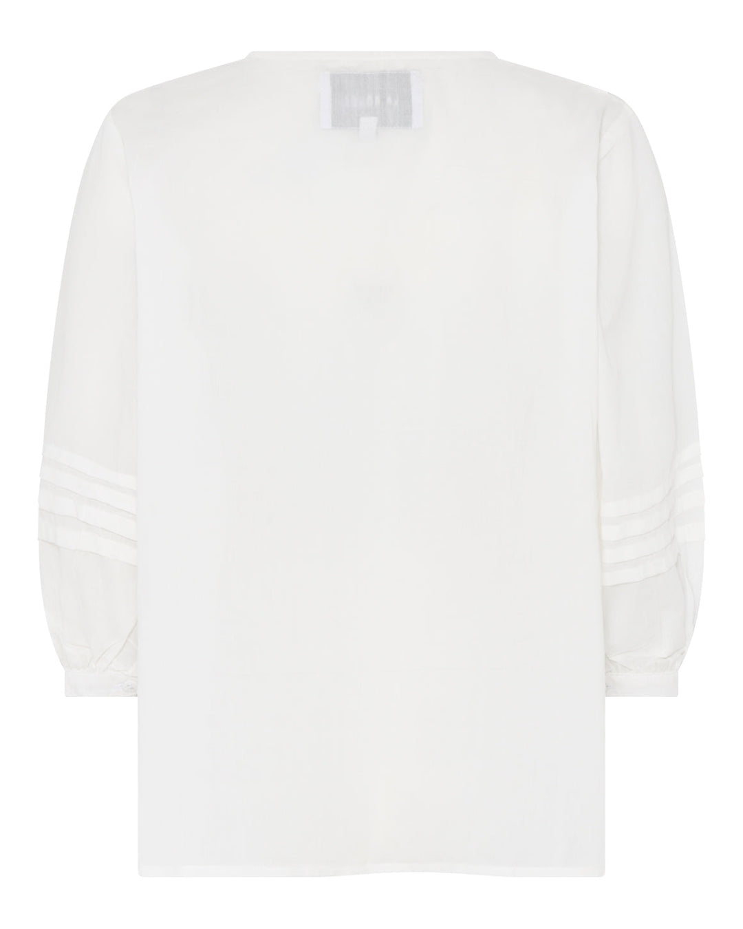 La Rouge Molly Blouse – feminin bluse i bomuld med flæser, broderi og ¾-ærmer.
