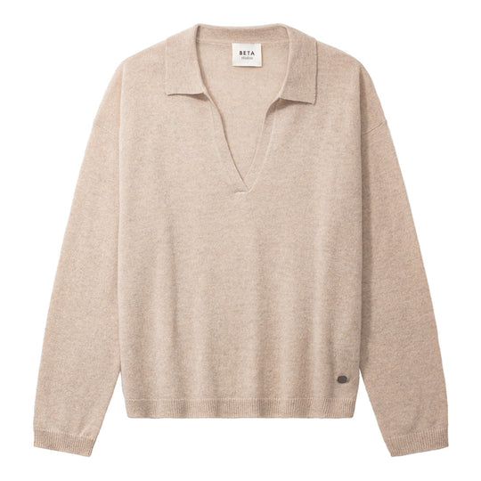 Beta Studios Naya Polo i sand melange i 100% cashmere.