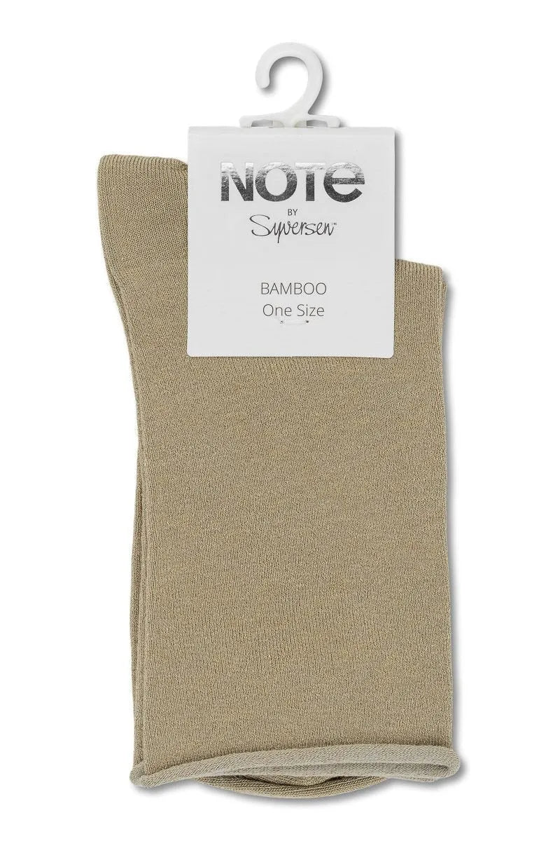 Notes by Syversen Bamboo Roll Top strømper, beige