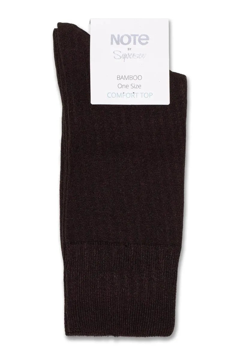 Notes by Syversen Bamboo Roll Top strømper, dark brown